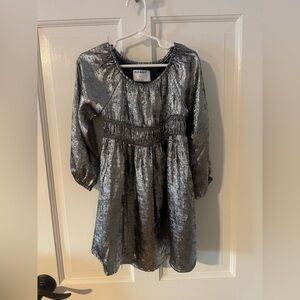Old Navy Shiny Silver Long Sleeve Dress (4T)
